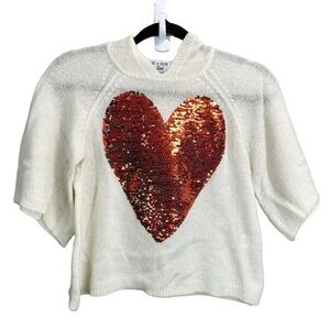Wildfox Kids White Label Red Sequin Heart Valentines Day Sweater